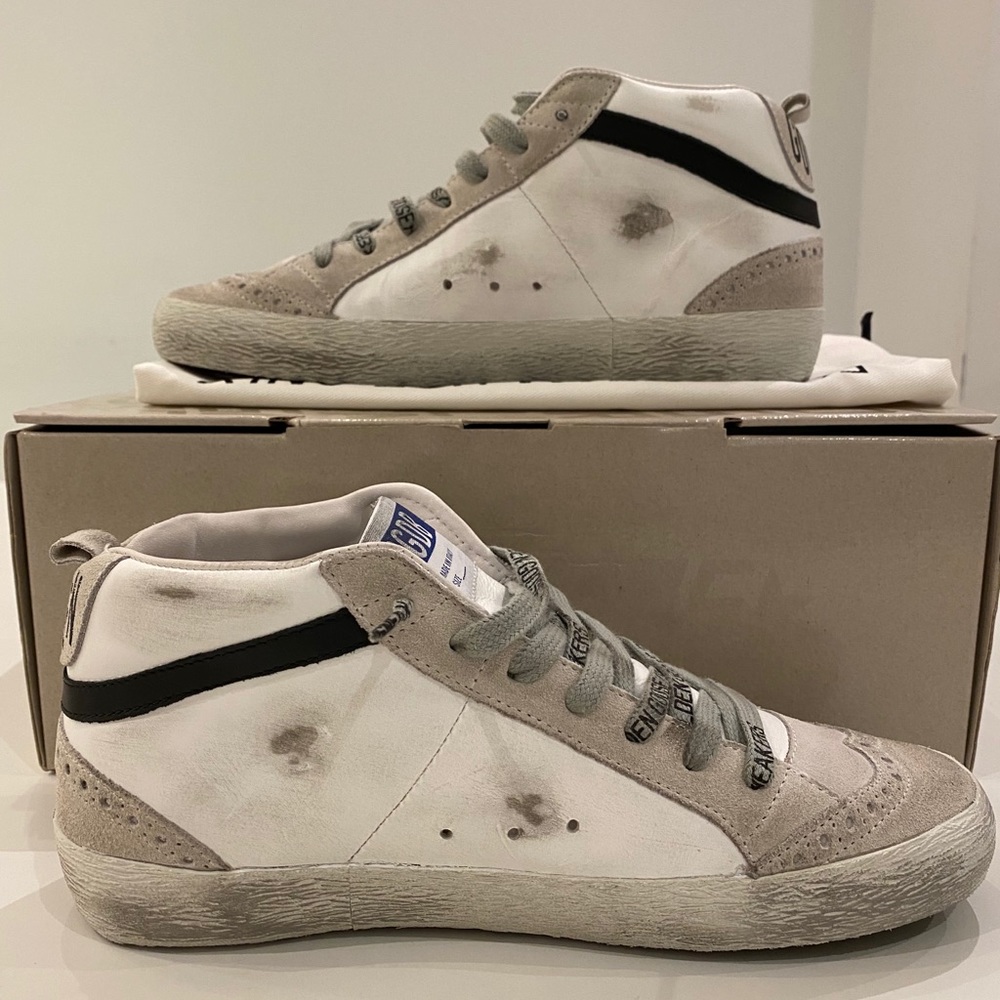 Golden Goose Midstar White/Black/Silver Star NIB - Picture 6 of 10